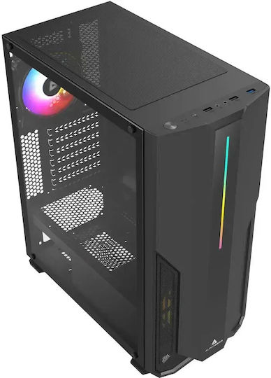Primalist Gaming Midi Tower Computer Case with RGB Lighting Black
