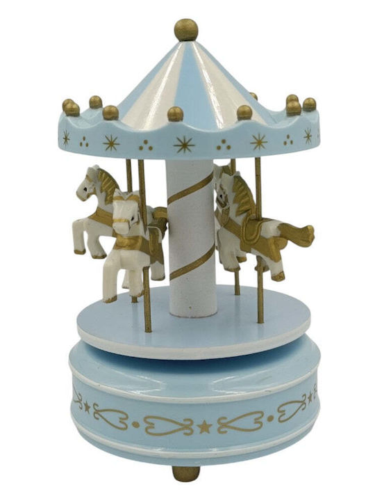 Trademarkt Christmas Decorative Carousel Light Blue with Music 18x11x11cm