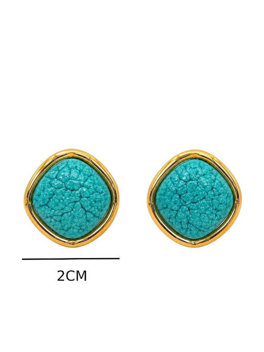 Women's Stainless Steel Earrings Turquoise Resin Gold