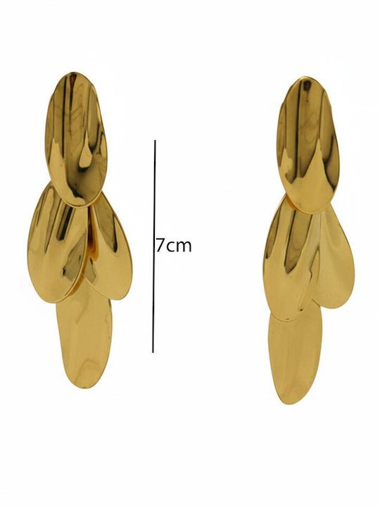 Steel Earrings Petal Layered Design Silver Gold