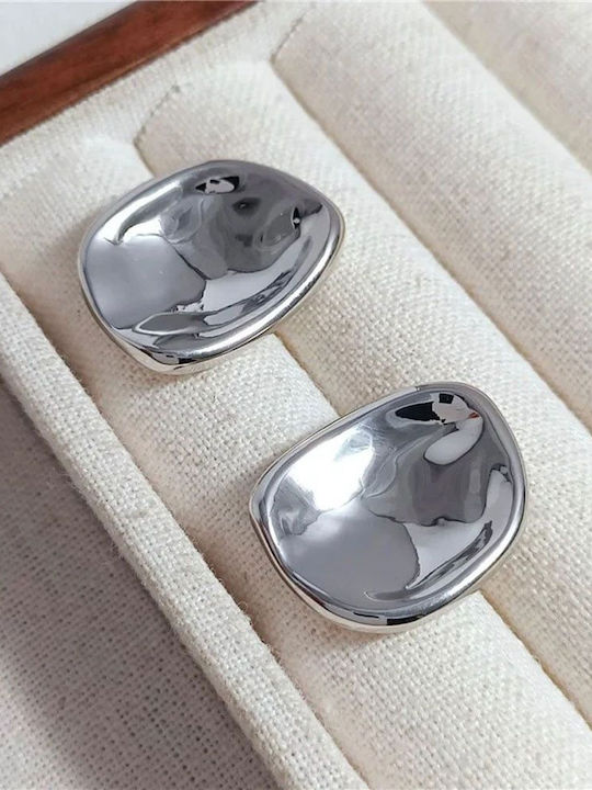 Stainless Steel Oval Smooth Form Stainless Steel Oval Smooth Earrings Silver Earrings