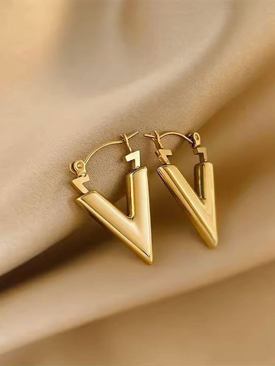 Geometric V Steel Earrings in Silver