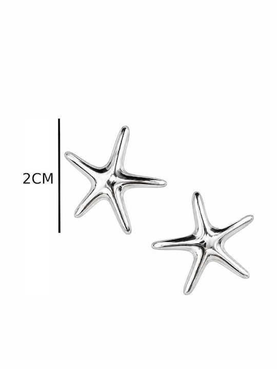 Women's Silver Stainless Steel Starfish Earrings Women's Silver Stainless Steel Starfish Earrings