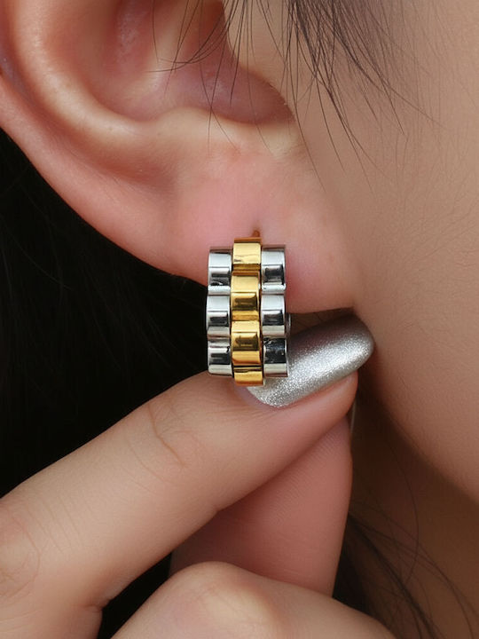 Steel Earrings Multi-Layer Hoop Silver