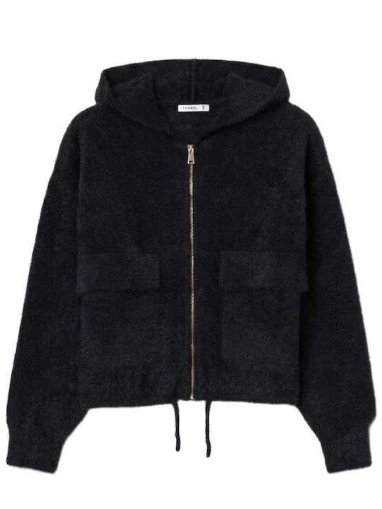 Damenstrickjacke mit Reißverschluss Schwarz