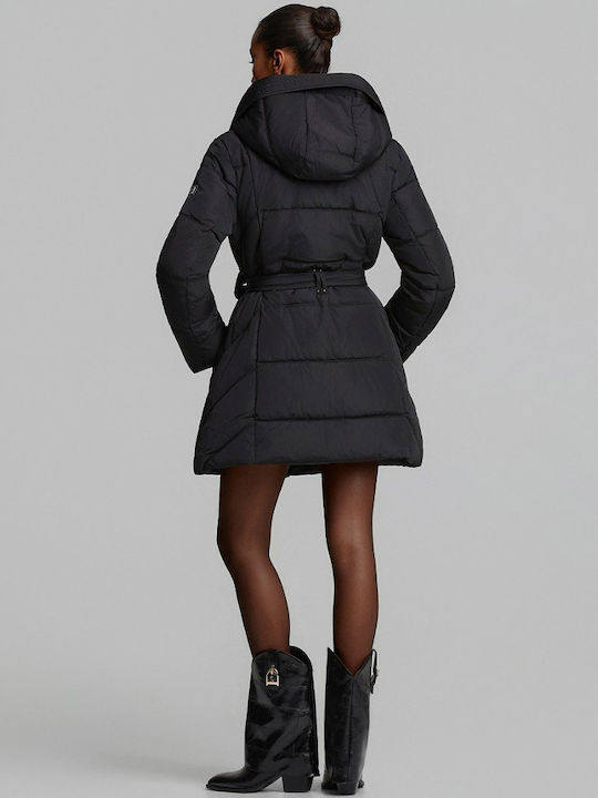 Puffer Damen-Pufferjacke für den Winter Schwarz