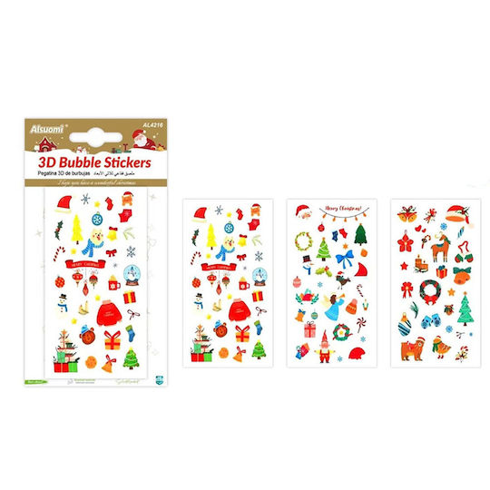 Alsuomi Autocolante Bubble 3D de Crăciun 3 Modele – 1 Buc Alsuomi Autocolante Bubble 3D de Crăciun 3 Modele – 1 Buc
