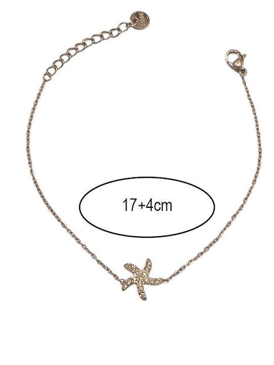 Women's Gold-Plated Steel Chain Bracelet with Zircon
