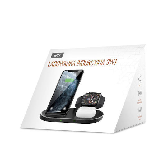 Setty Ασύρματος Φορτιστής (Qi Pad) 15W Μαύρος (GSM116386)