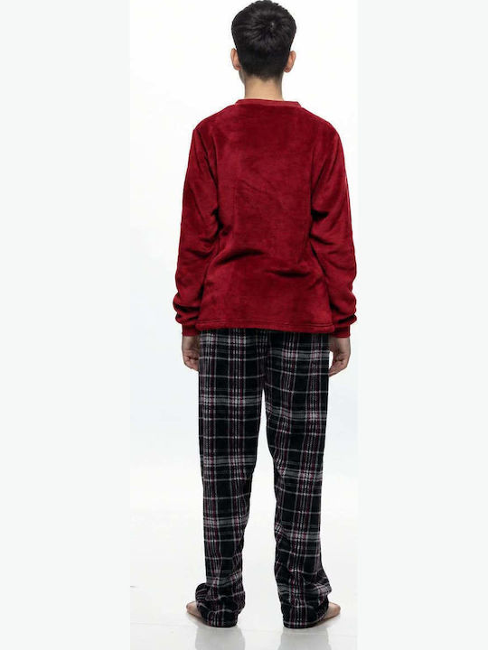 Galaxy Pijama de Iarnă pentru Copii din Fleece Bordo/Negru