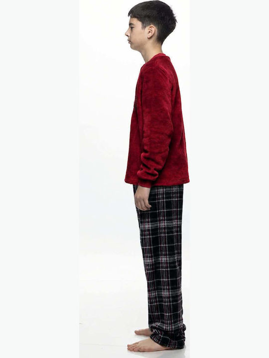 Galaxy Winter Kids’ Pyjamas Fleece Burgundy/Black
