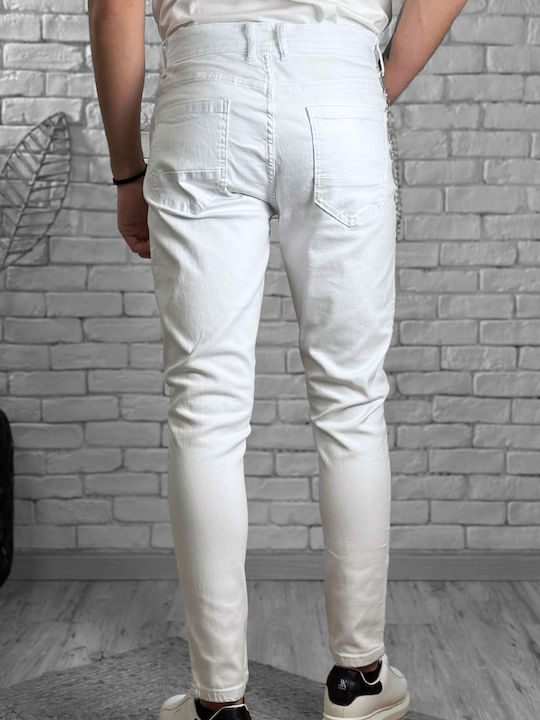 Мъжки еластични дънки със Slim Fit кройка, бели