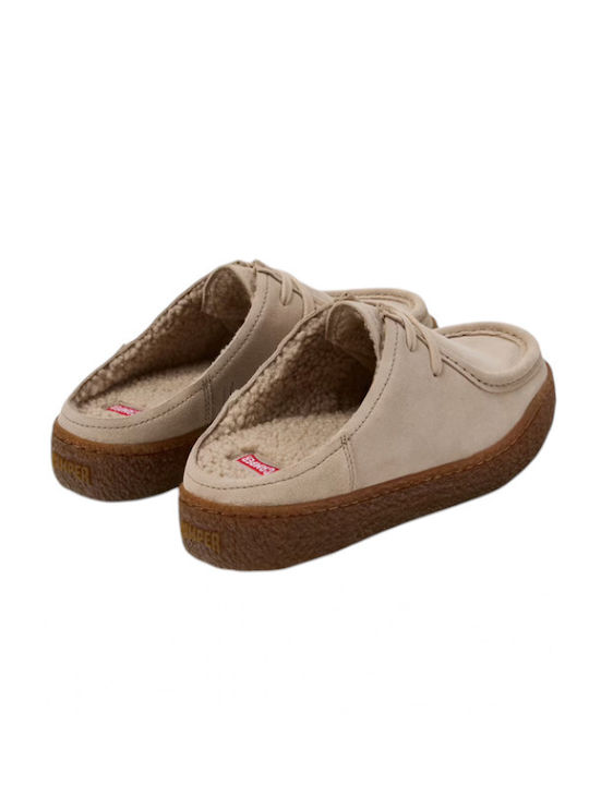 Mules mit niedrigem Absatz in Beige