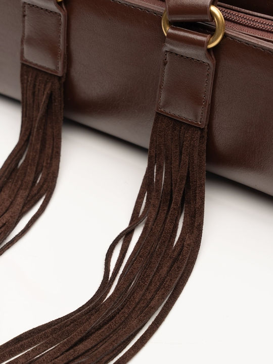 Knitted Women's Dark Brown Shoulder Bag