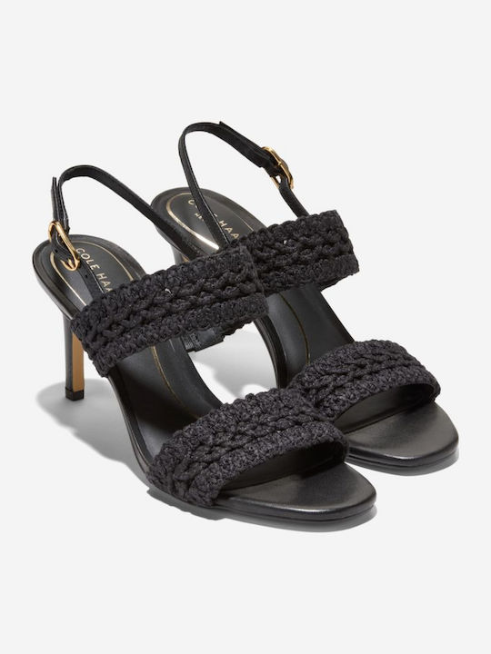 Woven Black Leather Women's Sandals