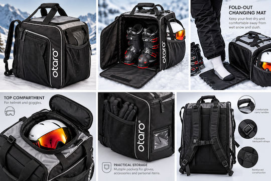 Otaro Pro Ski & Snowboard Boot Bag Black