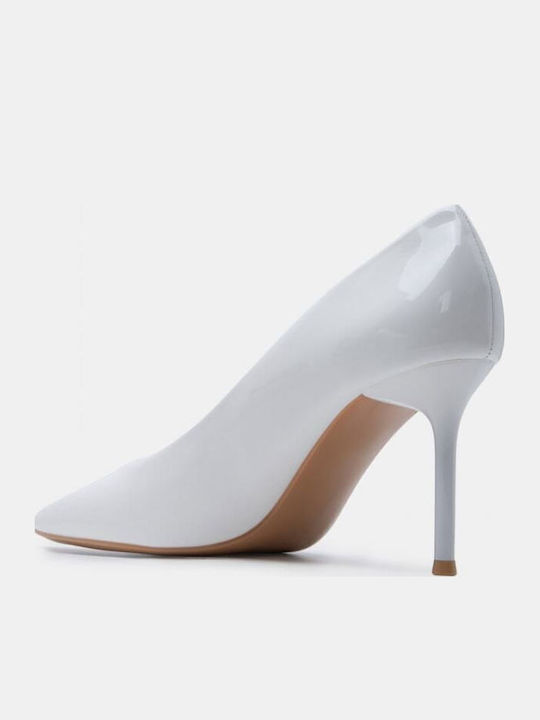 Pointed Toe High Heel Pumps White Patent Leather