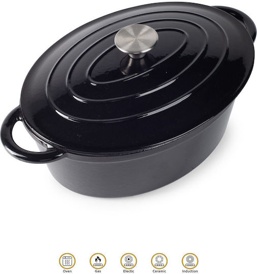 Hausberg Oval Cast Iron Dutch Oven 30x23cm 4.5lt
