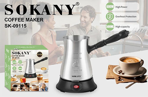 Sokany Elektrische Griechische Kaffeekanne 600 W mit einem Fassungsvermögen von 500 ml