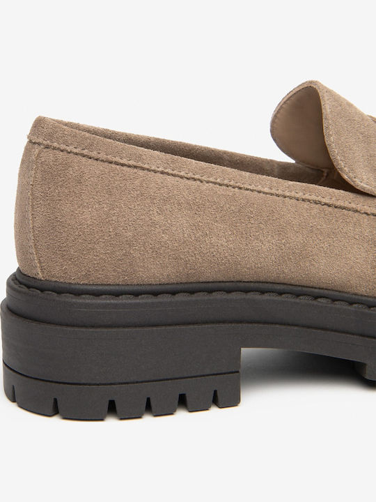 Δερμάτινα Γυναικεία Loafers σε Καφέ Χρώμα