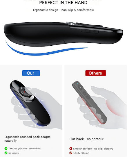 Wireless Presenter Dual Usb-c Usb-a Receiver 200 Mw Red Laser Pointer 50 M Range Plug Play Volume Control Hyperlink Powerpoint Macbook Pc Black
