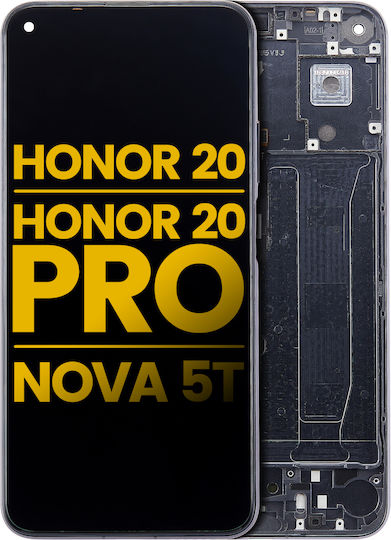 LCD-Displaymodul mit Rahmen für Huawei Honor 20 Nova 5T, Aftermarket Plus, Mitternachtsschwarz