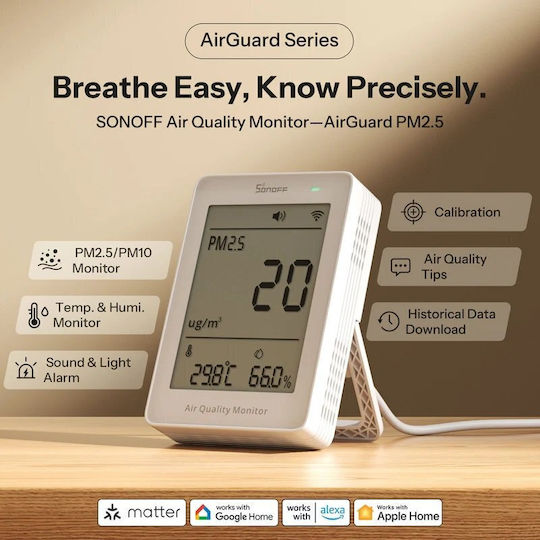 Sonoff AirGuard PM2.5/PM10 Μετρητής Αερίου PM2.5