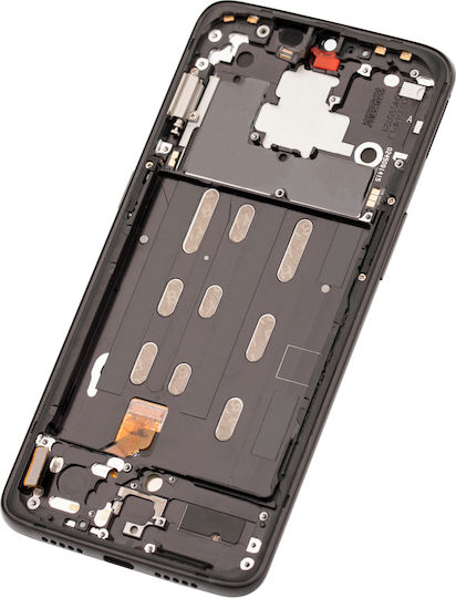 OLED Displayeinheit mit Rahmen OnePlus 6T A6010 A6013 Aftermarket Plus Mitternachtsschwarz