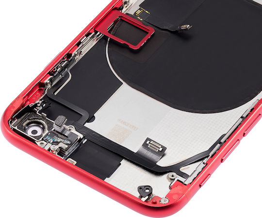 Заден корпус с предварително монтирани малки компоненти за iPhone SE 2020 без лого, Aftermarket Plus, Червен