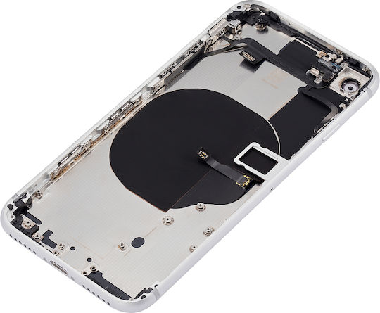 Заден корпус с предварително монтирани малки компоненти за iPhone 8 Plus без лого, съвместим заместител, сребрист