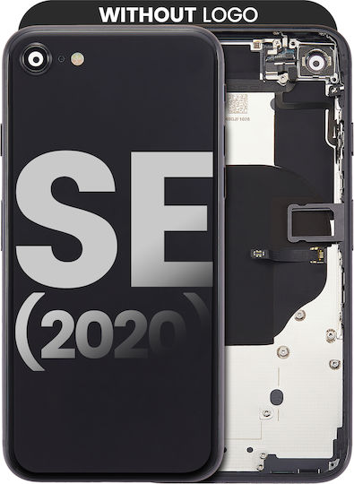 Rückgehäuse mit vorinstallierten Kleinteilen für iPhone SE 2020 ohne Logo Aftermarket Plus Schwarz