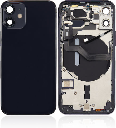 Backcover mit Kleinteilen für iPhone 12 Mini US-Version Aftermarket Plus Schwarz