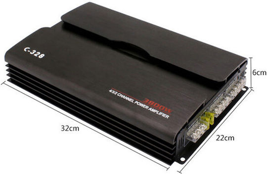 Amplificator Auto cu 4 Canale 3200 W Mosfet 12 V 2/4 Ohm pentru Difuzoare & Subwoofer