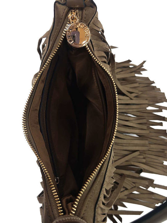 Arizona Women's Suede Shoulder Bag with Brown Fringes