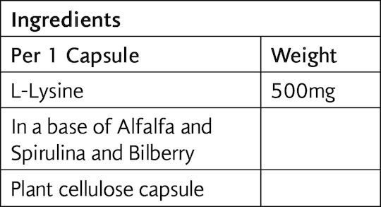 Viridian L-Lysine 500mg 30 Κάψουλες