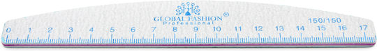 Пила за нокти Global Fashion с линийка 150/150, Синя, 1 Брой
