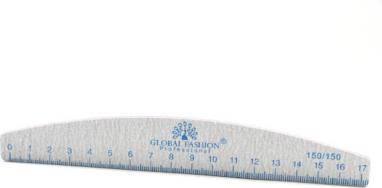 Пила за нокти Global Fashion с линийка 150/150, Синя, 1 Брой