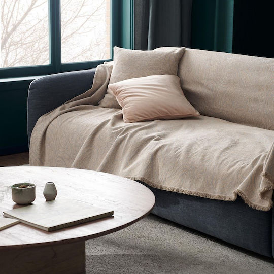 Gofis Home Salmon Three-Seater Sofa Throw Chenille 180x300 cm Salmon