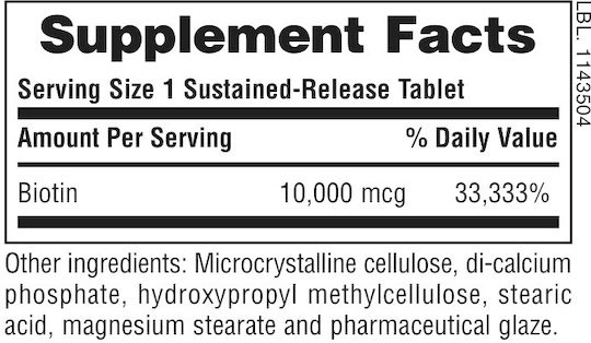 Nature's Plus Klinisch hochdosiertes Biotin Vitamin B7 (Biotin) 10 mg 90 Tabletten