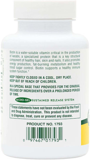 Nature's Plus Klinisch hochdosiertes Biotin Vitamin B7 (Biotin) 10 mg 90 Tabletten