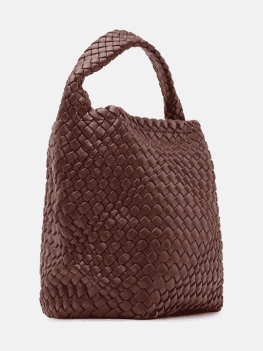 Dunkelbraune Damen-Schultertasche aus Stoff