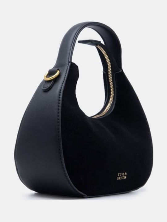 Schwarze Damenhandtasche aus Stoff / Crossbody-Tasche
