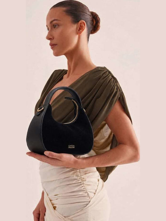 Schwarze Damenhandtasche aus Stoff / Crossbody-Tasche