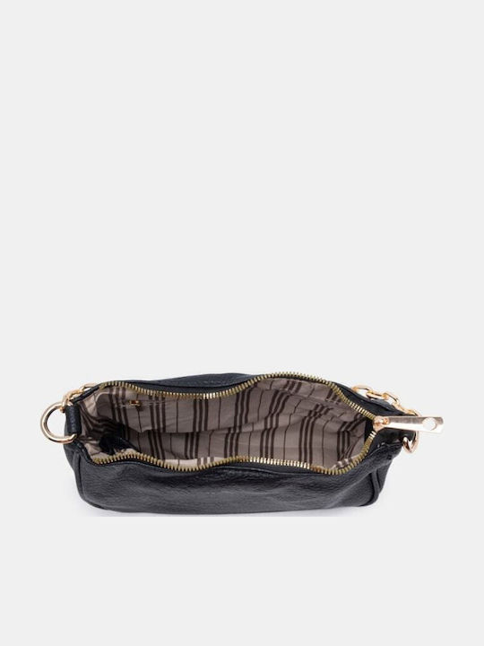 Schwarze Damen-Schultertasche aus Stoff