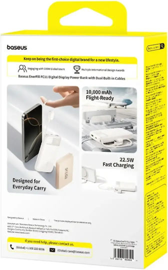 Baseus EnerFill FC11 Външна батерия 10000mAh 22.5W с USB-A порт и USB-C порт Power Delivery / Quick Charge Бежова