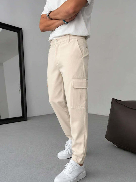 Men's Cargo Trousers Loose Fit Beige