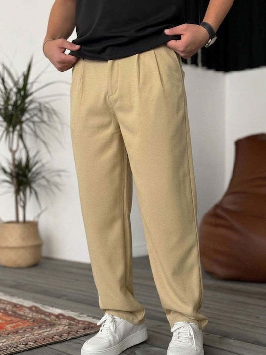 Ανδρικό Παντελόνι Loose Fit Μπεζ Κίτρινο