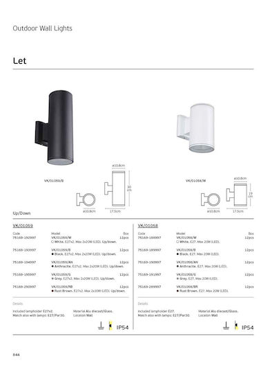 VK Lighting Spot de exterior montat pe perete E27 IP54