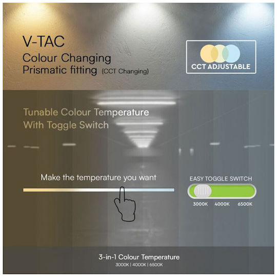 V-TAC LED Γραμμικό Φωτιστικό Οροφής 50W Θερμό Λευκό IP20 150εκ.