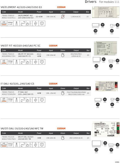 Osram Element G3 Reglabil Reglabil Surse De Alimentare LED IP20 Putere 22W